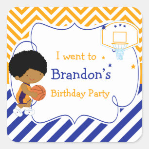 Basketball Niedlicher Afroamerikaner Junge "Ich bi Quadratischer Aufkleber