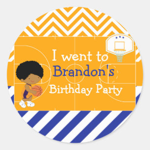 Basketball Niedlicher Afroamerikaner Junge "Ich bi Runder Aufkleber