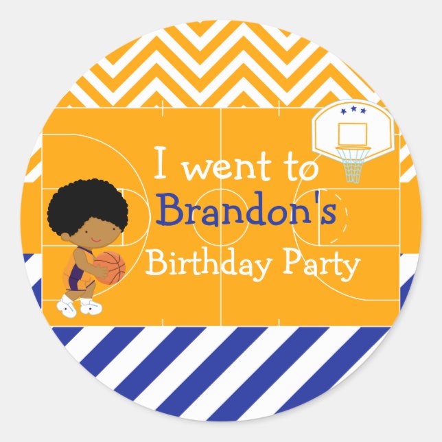 Basketball Niedlicher Afroamerikaner Junge "Ich bi Runder Aufkleber (Vorderseite)
