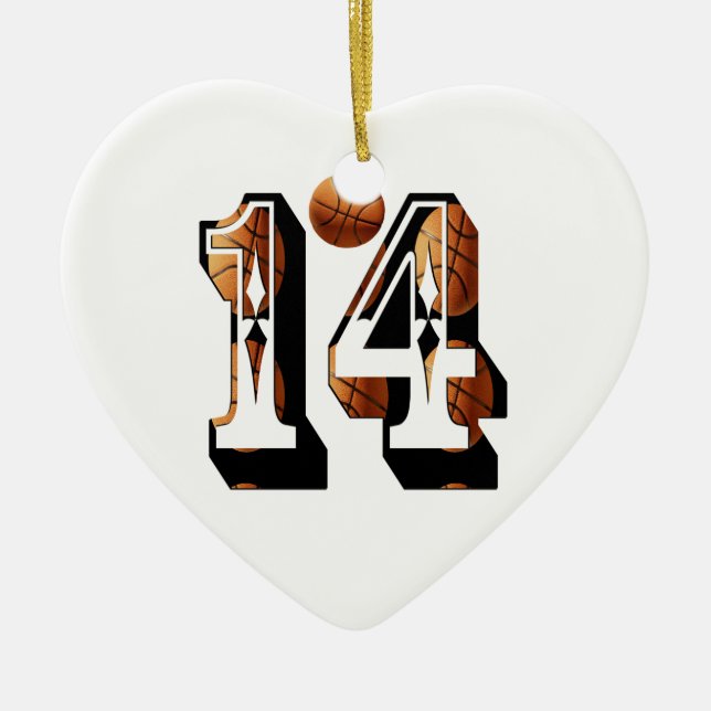Basketball-Nummer 14-Logo Keramik Ornament (Vorne)