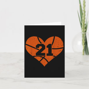 Basketball Nummer 21 Jersey Funny Basketball Herz Karte