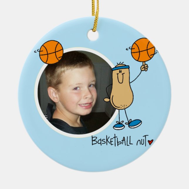 Basketball-Nuss-Foto-Andenken-Verzierung Keramik Ornament (Vorne)