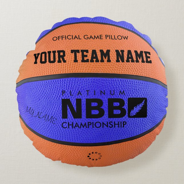 BASKETBALL OFFIZIELL GAMM PILLOW Blue D Original Rundes Kissen (Vorderseite)