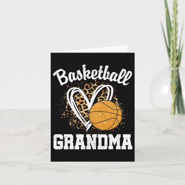Basketball Oma Leopard Herz Karte (Vorderseite)