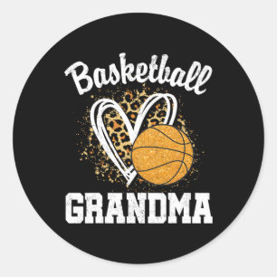 Basketball Oma Leopard Herz Runder Aufkleber