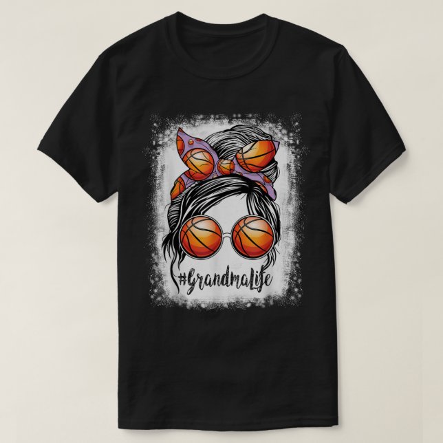 Basketball Oma Life Messy Bun Game Da T-Shirt (Design vorne)