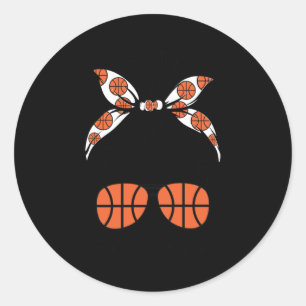 Basketball Oma Life Messy Bun Runder Aufkleber