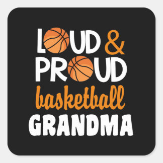 Basketball Oma Loud Proud Quadratischer Aufkleber