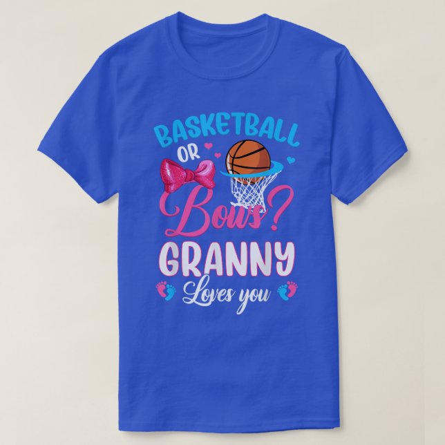 Basketball or Bows GRANNY Loves You Gender Reveal  T-Shirt (Design vorne)