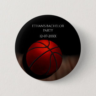 Basketball Orange Black Bachelor / Geburtstagspart Button