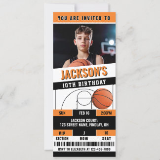 Basketball Orange Black Birthday Party Ticket Einladung
