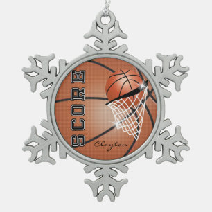 Basketball   orange Brown   personifizieren Schneeflocken Zinn-Ornament