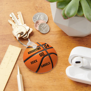 Basketball-orange lederner Schlüsselanhänger mit