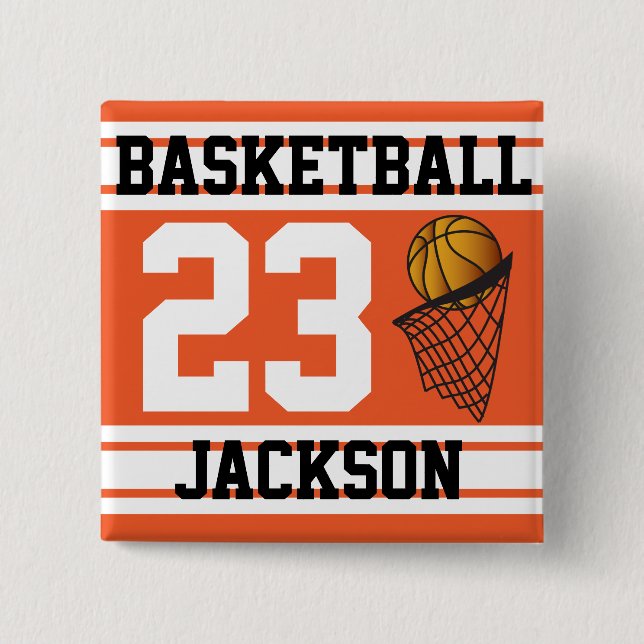 Basketball Orange & White Streifen | DIY Text Button (Vorderseite)