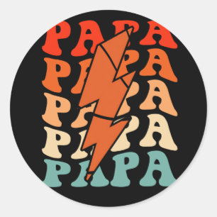 Basketball Papa Vater Retro Groovy Blitzlichtblend Runder Aufkleber