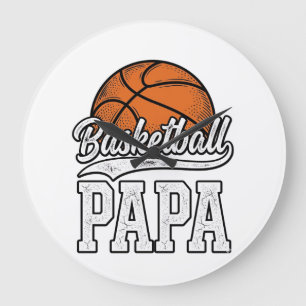 Basketball Papa Vintage Gravur Shirt Design_1 Große Wanduhr