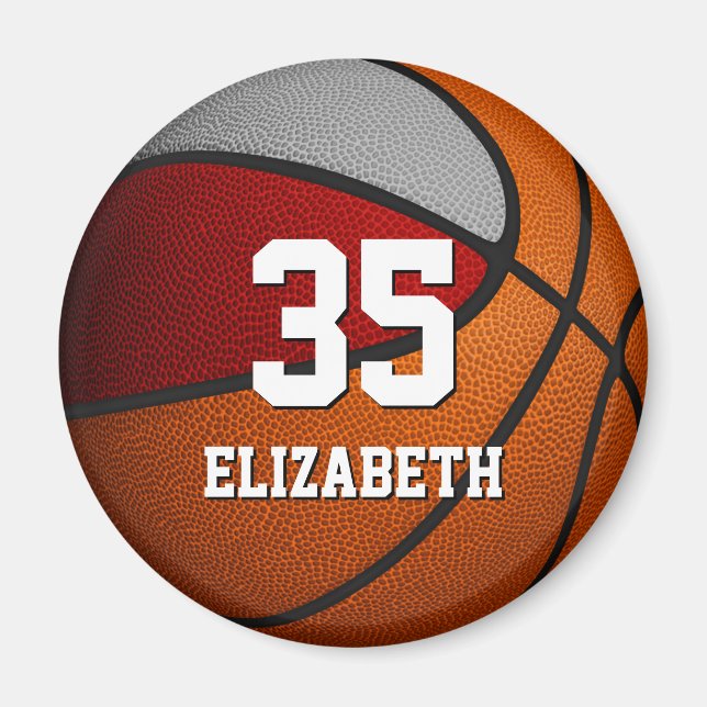 Basketball-Party-Geschenke in Rot-Grautönen Magnet (Vorne)