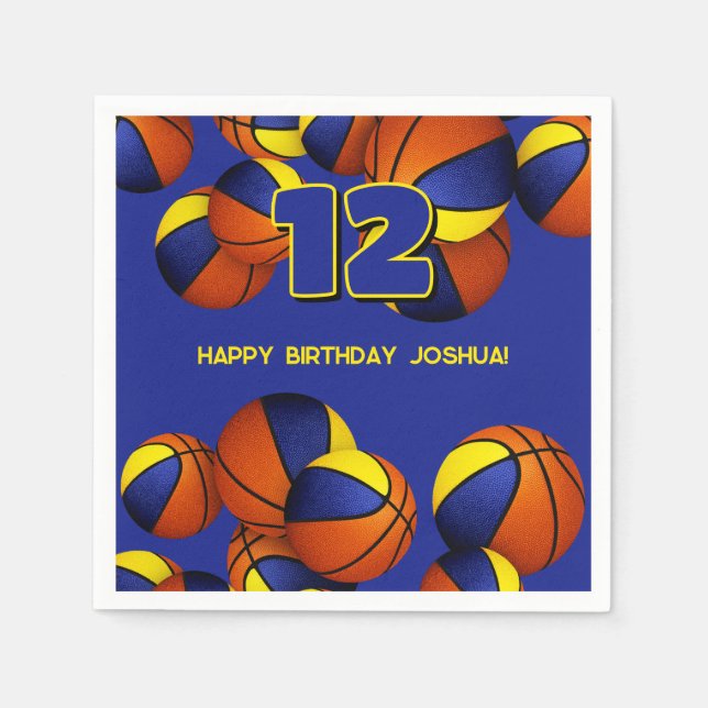 Basketball-Party in Blau Serviette (Vorderseite)