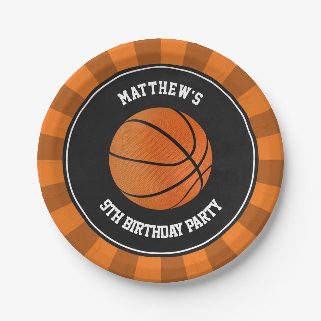 Basketball Party Kuchen Mittag Teller Personalisie (Vorderseite)