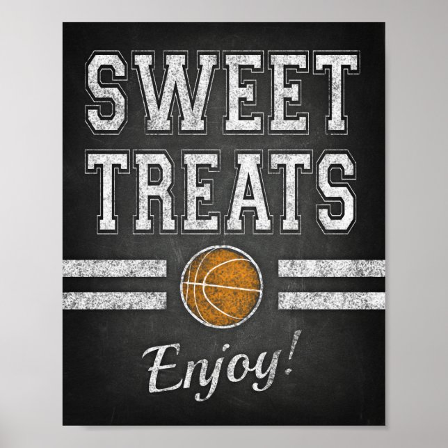 Basketball Party SWEET LECKEREIEN GENIESSEN! Druck Poster (Vorne)