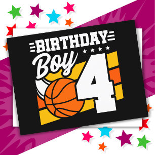 Basketball-Party-Thema für 4-jährige, 4. Geburtsta Postkarte
