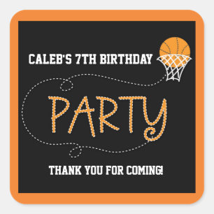 BASKETBALL-PARTY-TYPOGRAFIE Süßer Aufkleber Label