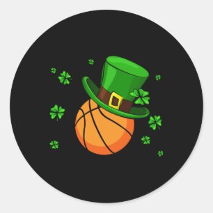 Basketball Patrick's Day Hat Runder Aufkleber