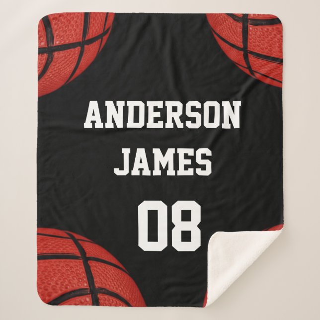Basketball Personalisiert mit Name und Nummer Sherpadecke (Vorderseite)