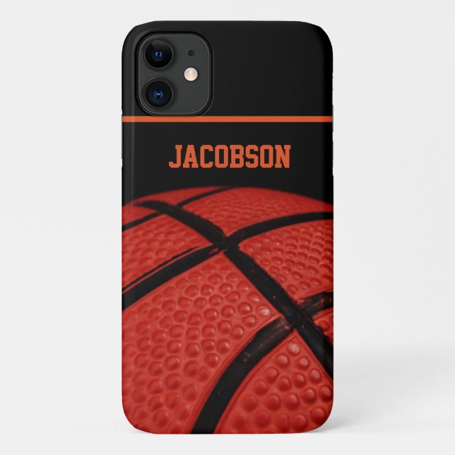 Basketball Personalisiert Name Schwarz und Orange Case-Mate iPhone Hülle (Rückseite)