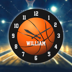 Basketball Personalisierter Benutzername Große Wanduhr
