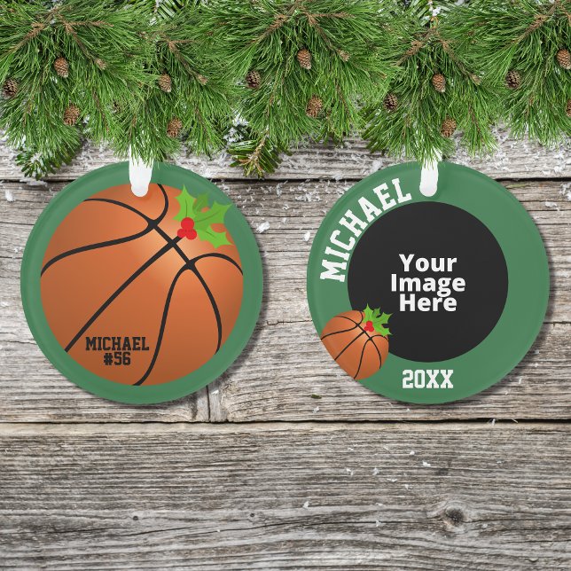 Basketball Personalisiertes Foto Weihnachten Ornament (Von Creator hochgeladen)