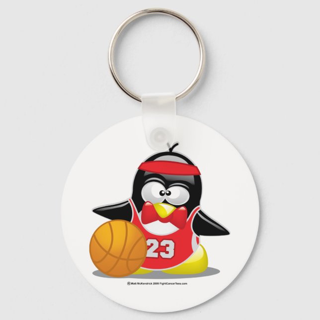 Basketball Pinguin Schlüsselanhänger (Vorderseite)