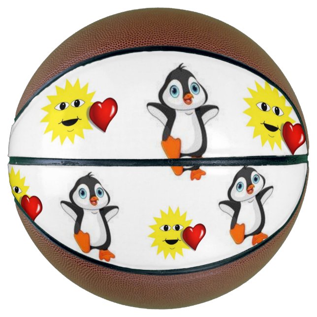 Basketball Pinguin Sun Red Hearts (Vorderseite)