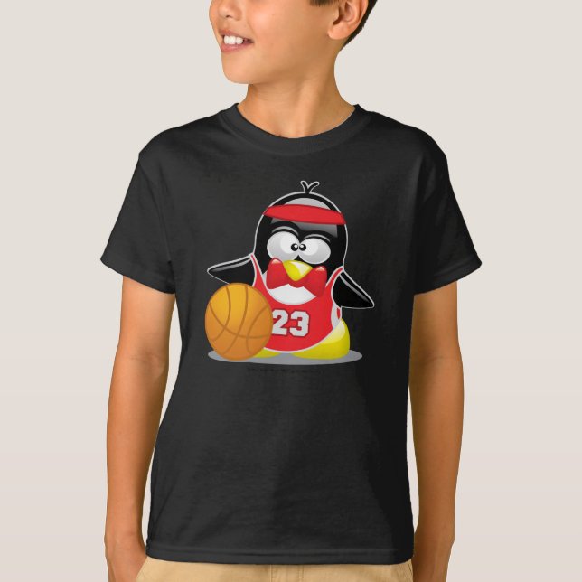 Basketball-Pinguin T-Shirt (Vorderseite)