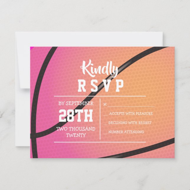 BASKETBALL PINK Bat Mitzvah Einladung (Vorderseite)