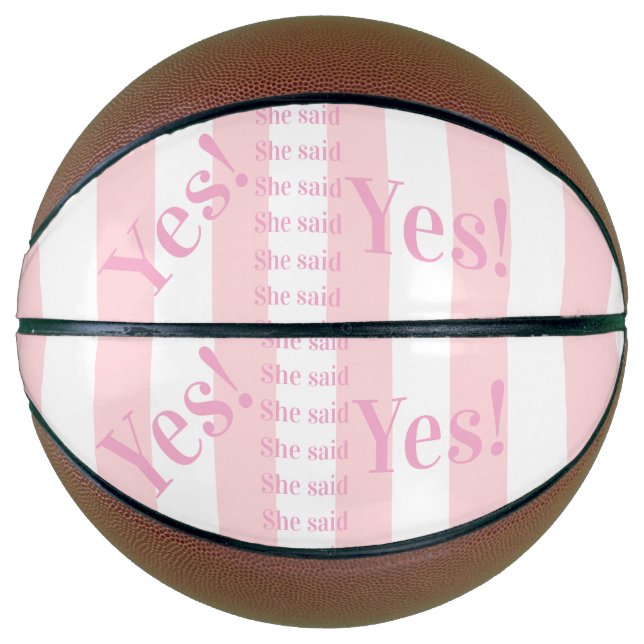 Basketball Pink & White Stripe Sie sagte Ja! (Vorderseite)