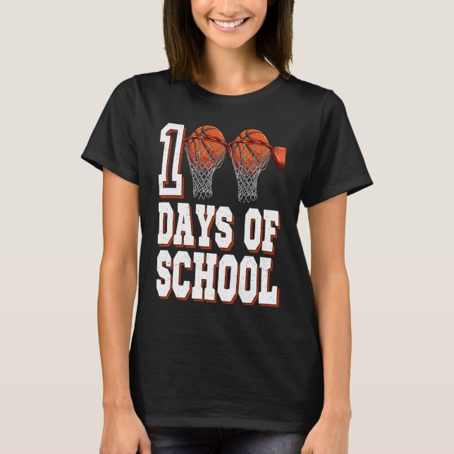Basketball Player 100 Days Of School Student Boys  T-Shirt (Vorderseite)