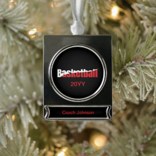 Basketball Player Abstrakt Swish - Word Art Banner-Ornament Silber