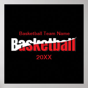 Basketball Player Abstrakt Swish - Word Art Poster