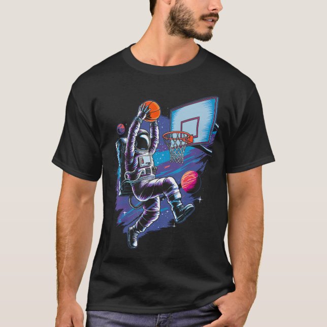 Basketball Player Astronaut Astronomy Astrology Ou T-Shirt (Vorderseite)