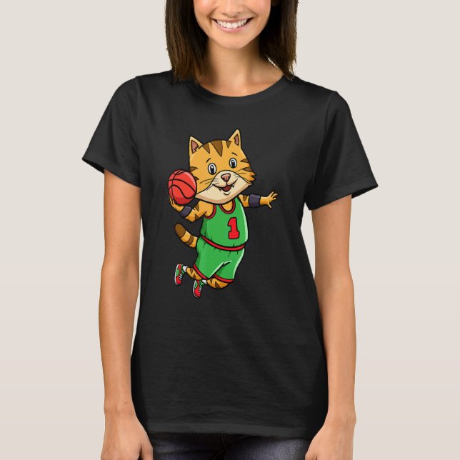 Basketball Player Coach Bball Hoop Cat Owner T-Shirt (Vorderseite)