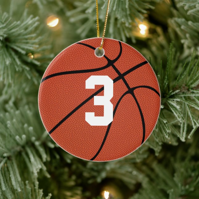 Basketball Player Custom Jersey Nummer oder Buchst Keramik Ornament (Baum)