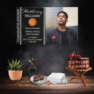 Basketball Player Foto Black   Weißer Abschluss Banner