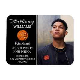 Basketball Player Foto Black | Weißer Abschluss Magnet