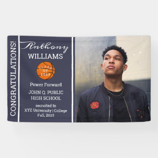 Basketball Player Foto Blue | Weißer Abschluss Banner