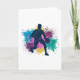 Basketball-Player grungy Color Splashes Karte