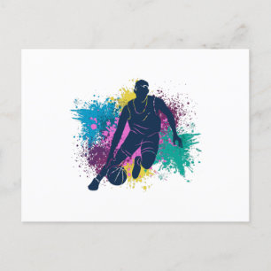 Basketball-Player grungy Color Splashes Postkarte