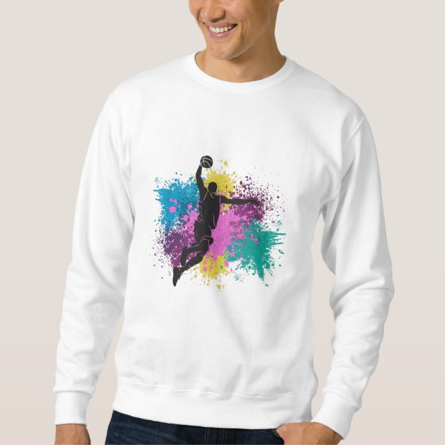 Basketball-Player grungy Color Splashes Sweatshirt (Vorderseite)