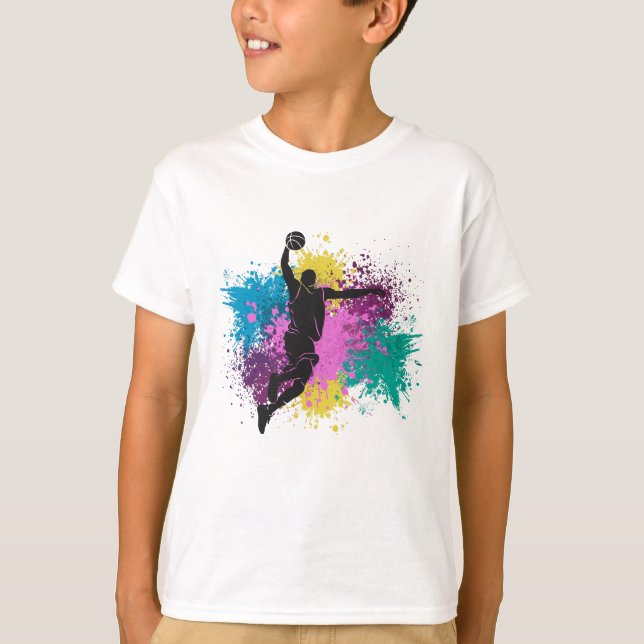 Basketball-Player grungy Color Splashes T-Shirt (Vorderseite)
