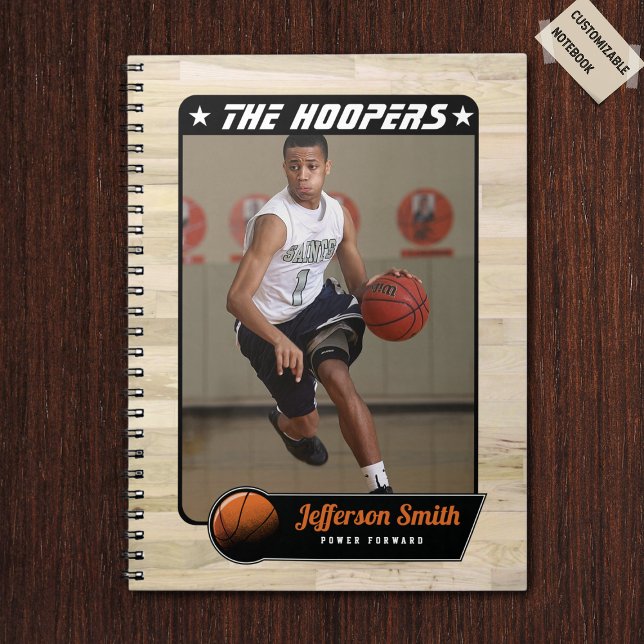 Basketball Player Individualisierbares SpiralNoteb Notizblock (Basketball spiral notebook with custom team name and basketball player name)